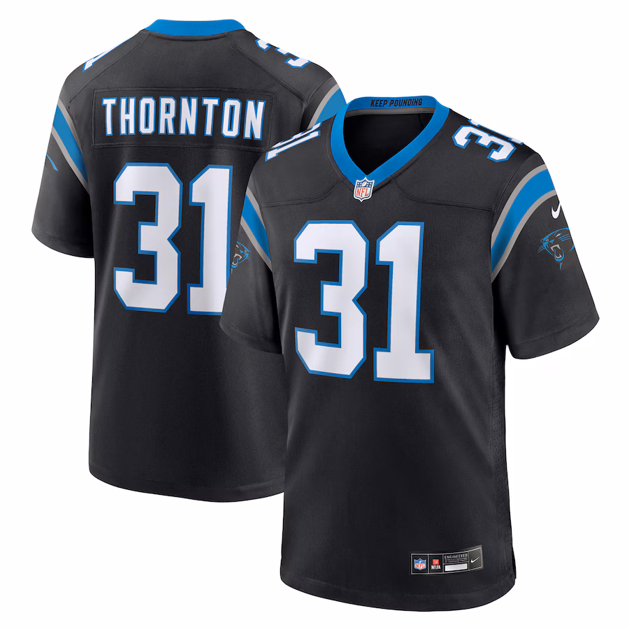 Men's Carolina Panthers Corey Thornton Nike Black Team Game Jersey - Jersey