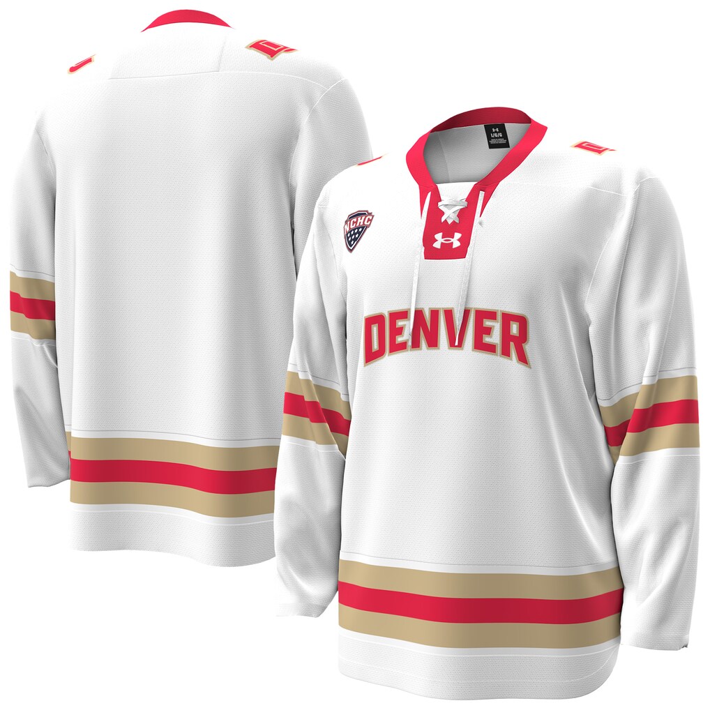 Men's Under Armour White Denver Pioneers Home Replica Hockey Jersey - Jersey