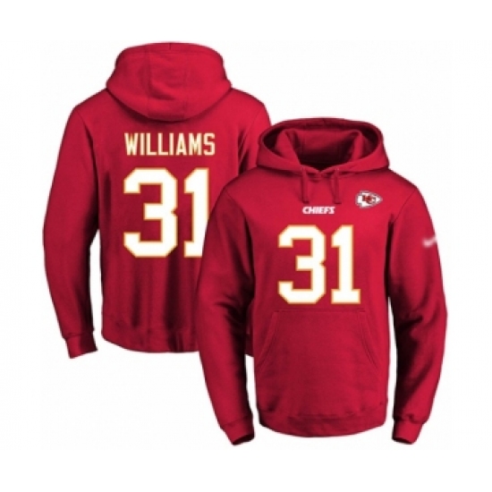 Football Men's Kansas City Chiefs #31 Darrel Williams Red Name & Number Pullover Hoodie - Jersey