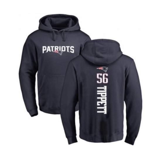 Football New England Patriots #56 Andre Tippett Navy Blue Backer Pullover Hoodie - Jersey