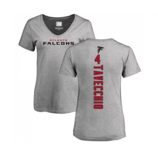 Football Women's Atlanta Falcons #4 Giorgio Tavecchio Ash Backer T-Shirt - Jersey