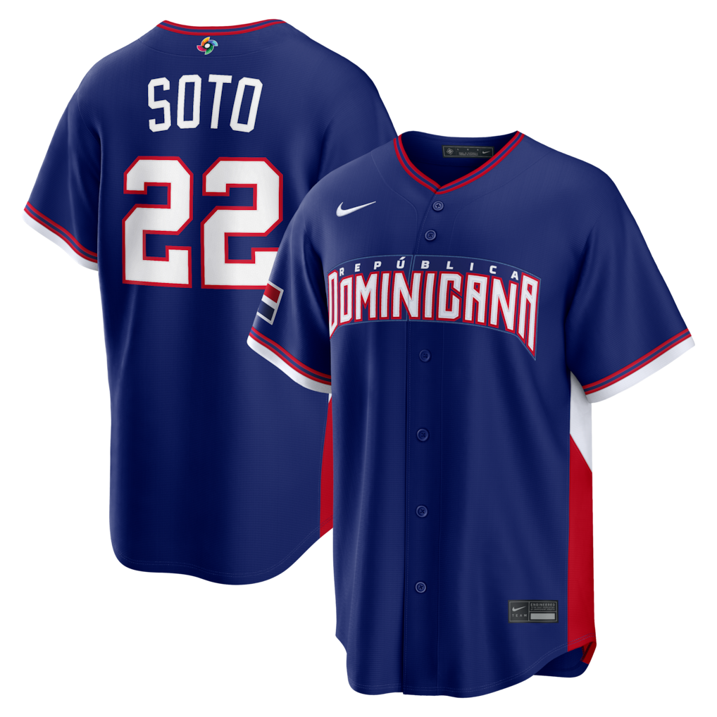 Men's Dominican Republic Baseball Juan Soto Nike Royal 2026 World Baseball Classic Road Stadium Jersey - Jersey