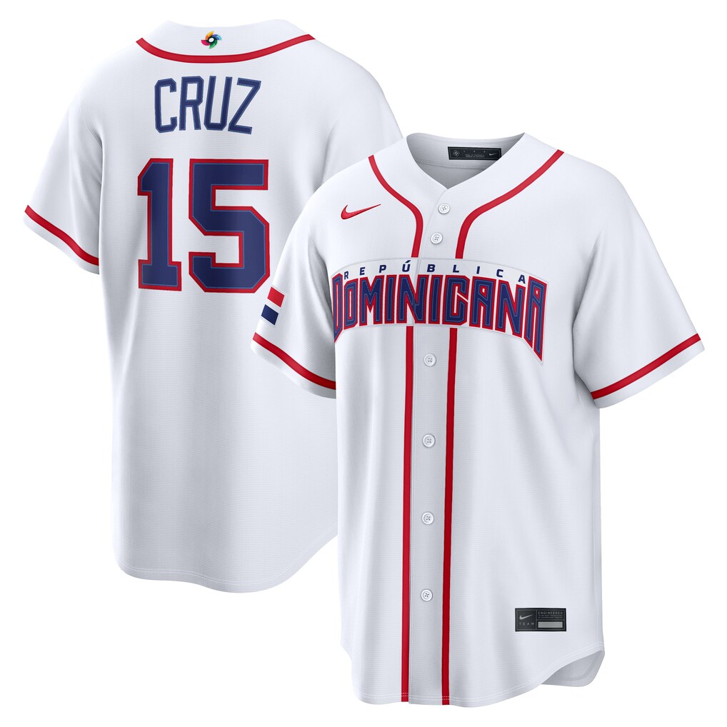 Men's Dominican Republic Baseball Oneil Cruz Nike White 2026 World Baseball Classic Home Stadium Jersey - Jersey