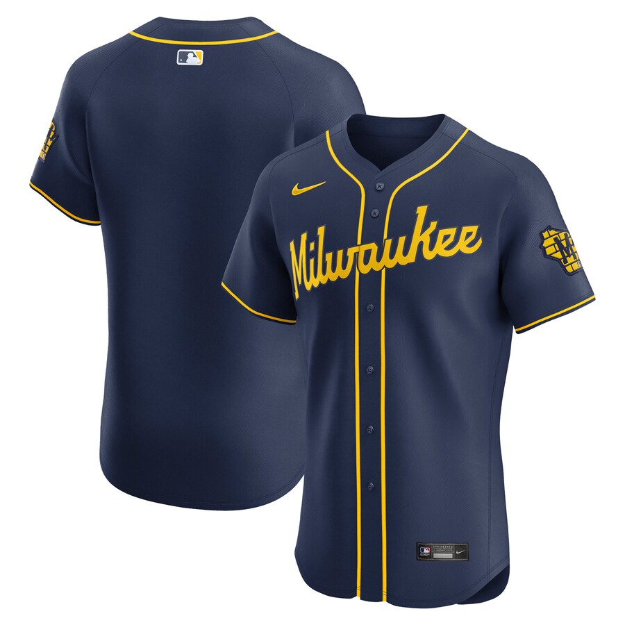Men's Milwaukee Brewers Nike Navy Alternate 2 Elite Jersey - Jersey