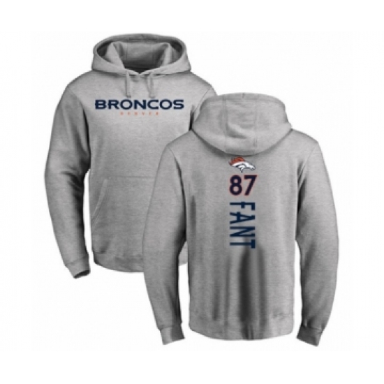 Football Denver Broncos #87 Noah Fant Ash Backer Pullover Hoodie - Jersey