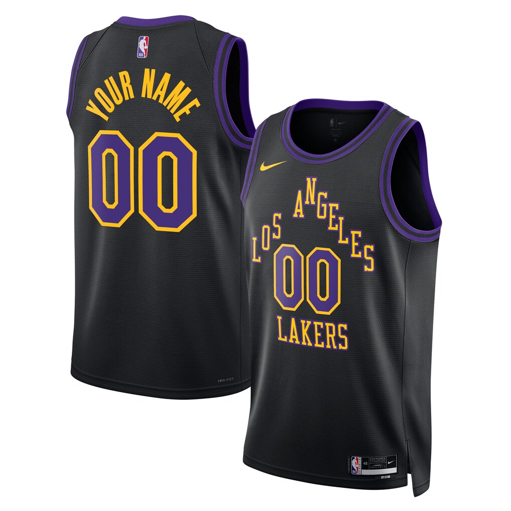 Unisex Los Angeles Lakers Nike Black 2025/26 City Edition Swingman Custom Jersey - Jersey