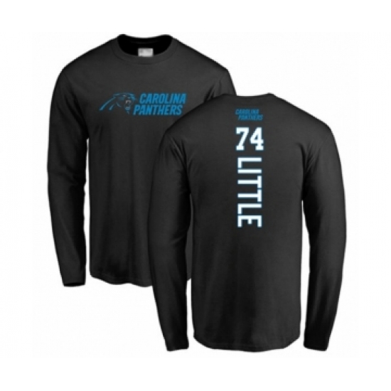 Football Carolina Panthers #74 Greg Little Black Backer Long Sleeve T-Shirt - Jersey