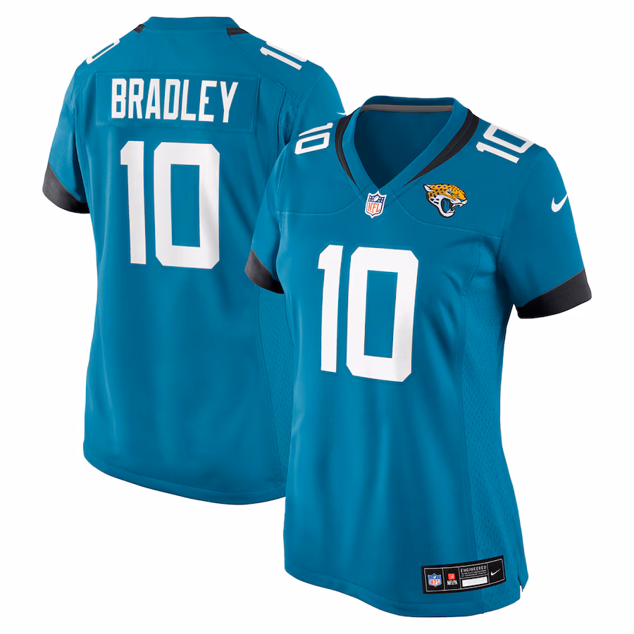 Women's Jacksonville Jaguars Carter Bradley Nike Teal Team Game Jersey - Jersey