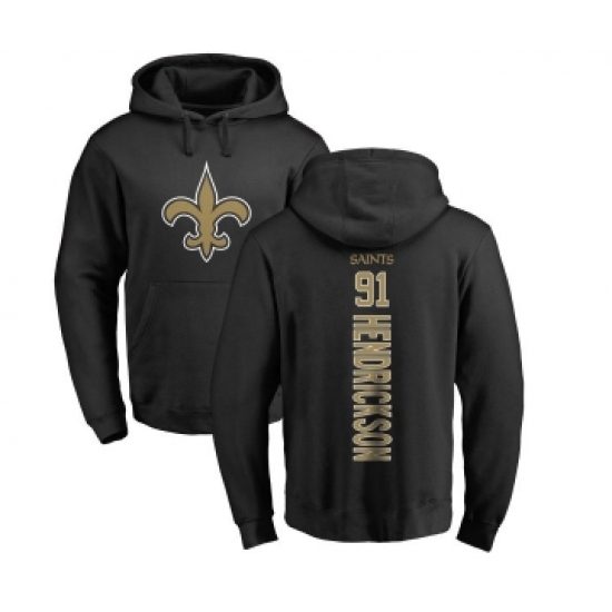 Football New Orleans Saints #91 Trey Hendrickson Black Backer Pullover Hoodie - Jersey