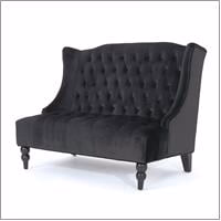 GDF Studio Leona Modern Glam Tufted Velvet Wingback Loveseat, Wine and Dark Brown