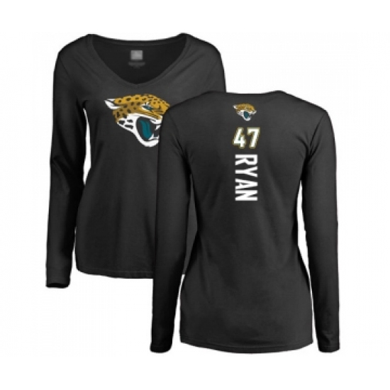 Football Women's Jacksonville Jaguars #47 Jake Ryan Black Backer Slim Fit Long Sleeve T-Shirt - Jersey