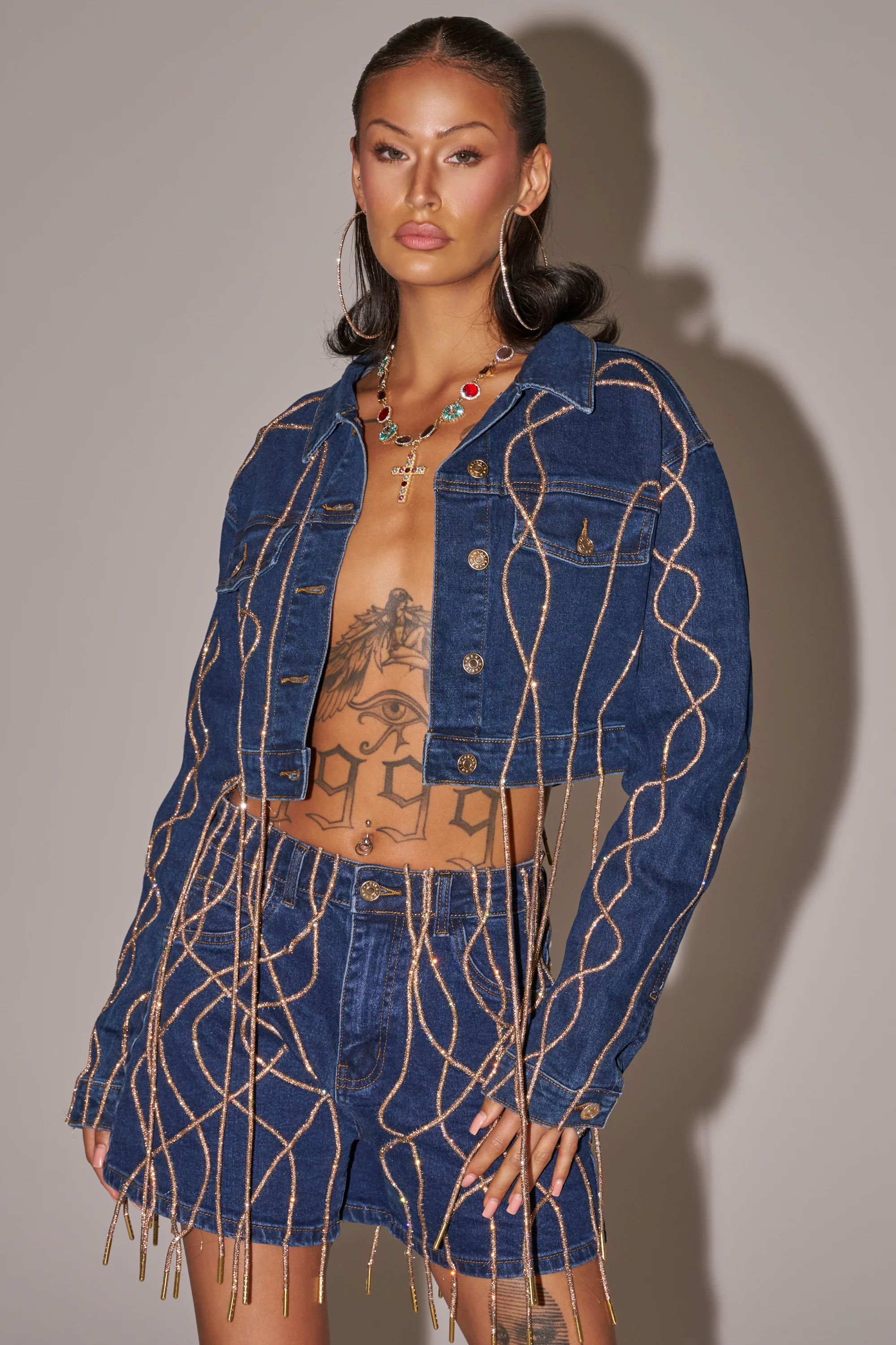 NINA EMBELLISHED DENIM JACKET - Akira Wear