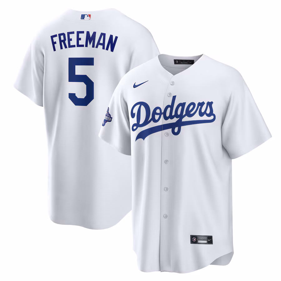 Men's Los Angeles Dodgers Freddie Freeman Nike White Home 2025 World Series Champions Replica Jersey - Jersey