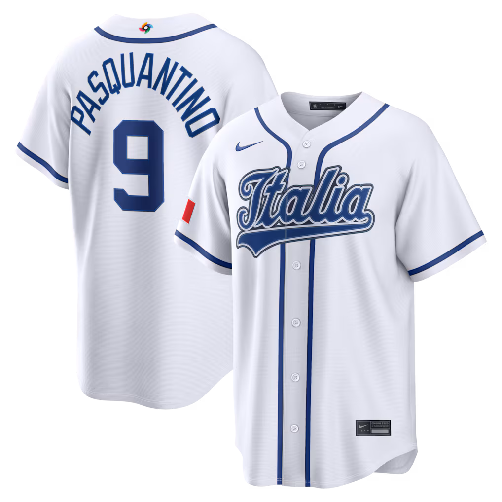 Men's Italy Baseball Vinnie Pasquantino Nike White 2026 World Baseball Classic Home Stadium Jersey - Jersey