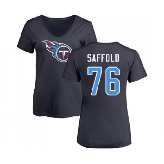 Football Women's Tennessee Titans #76 Rodger Saffold Navy Blue Name & Number Logo T-Shirt - Jersey