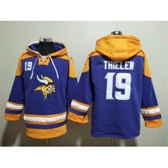 Men's Minnesota Vikings #19 Adam Thielen Purple Yellow Ageless Must-Have Lace-Up Pullover Hoodie - Jersey