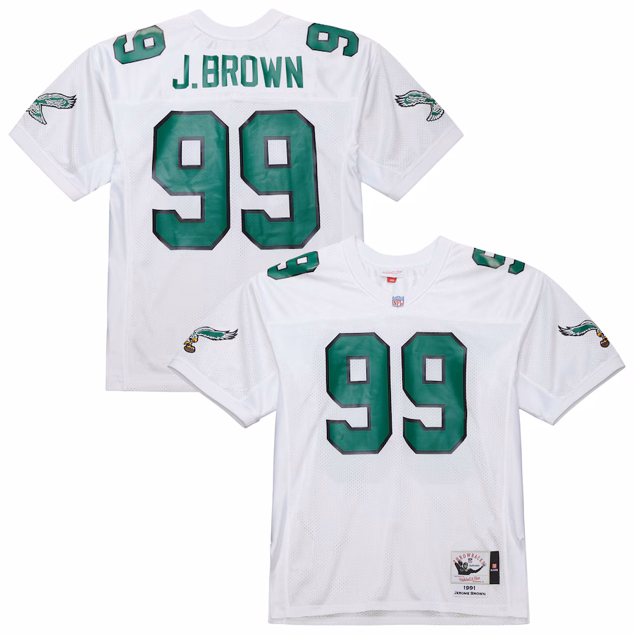 Men's Philadelphia Eagles Jerome Brown Mitchell & Ness White 1991 Authentic Throwback Retired Player Jersey - Jersey