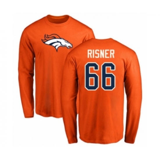 Football Denver Broncos #66 Dalton Risner Orange Name & Number Logo Long Sleeve T-Shirt - Jersey