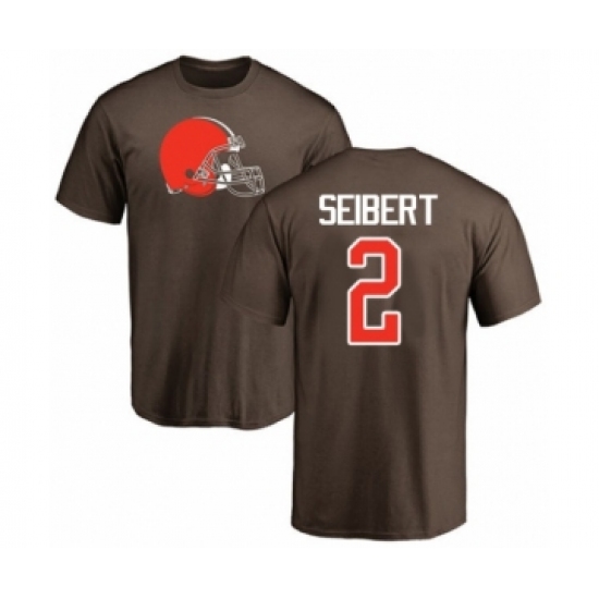 Football Cleveland Browns #2 Austin Seibert Brown Name & Number Logo T-Shirt - Jersey