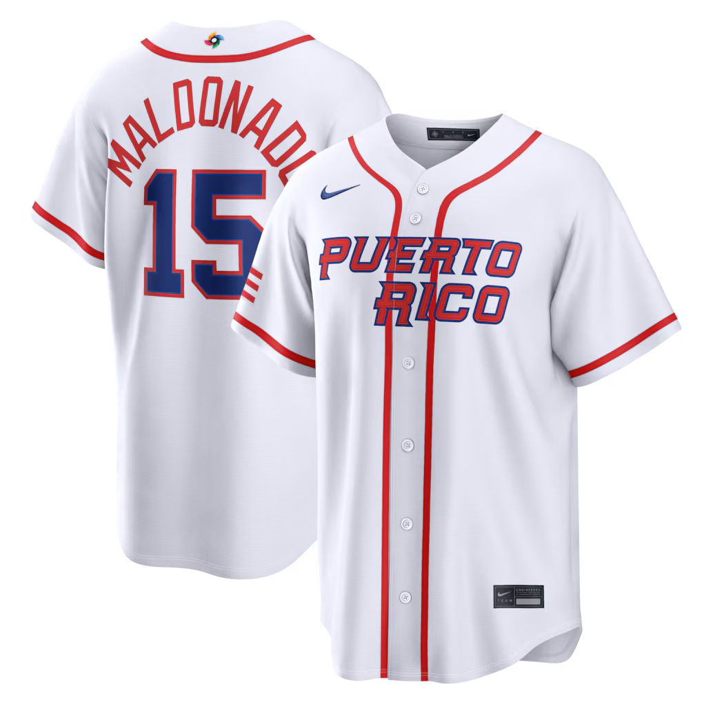 Men's Puerto Rico Baseball Martín Maldonado Nike White 2026 World Baseball Classic Home Stadium Jersey - Jersey