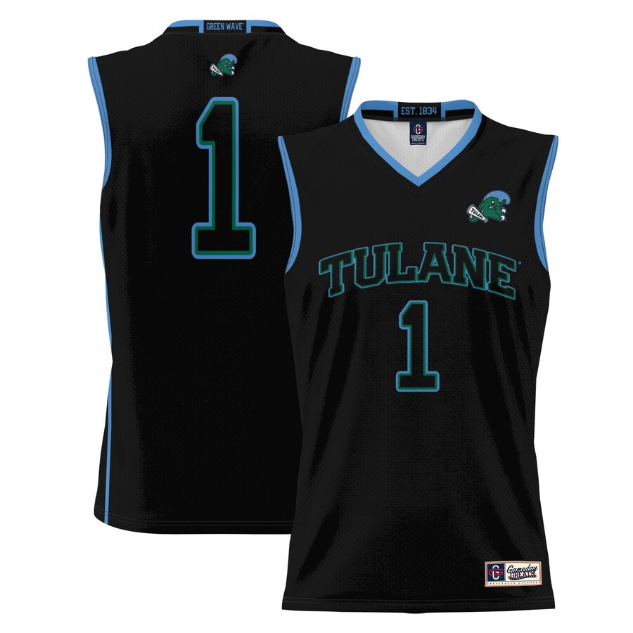 Youth GameDay Greats Black #1 Tulane Green Wave Lightweight Basketball Jersey - Jersey
