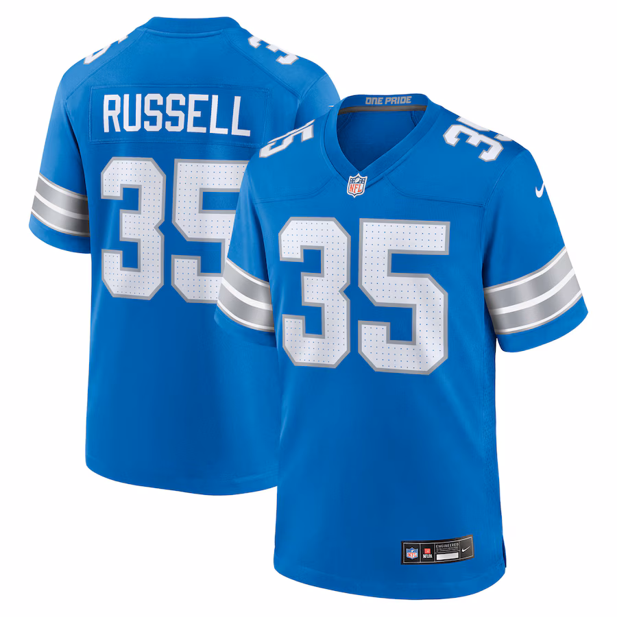 Men's Detroit Lions Tyson Russell Nike Blue Team Game Jersey - Jersey