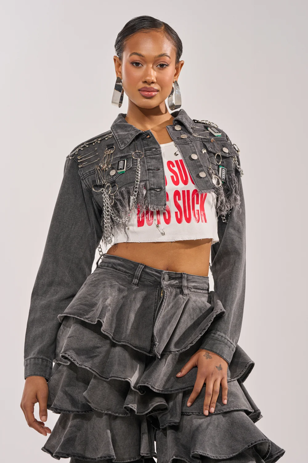 CAN'T COMPUTE ULTRA CROPPED DENIM JACKET - Akira Wear