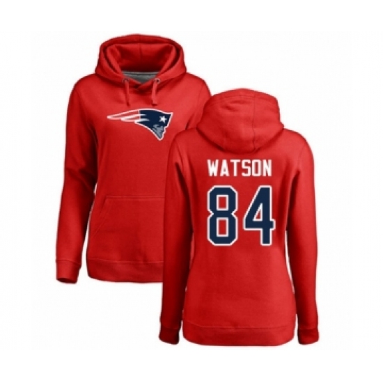 Football Women's New England Patriots #84 Benjamin Watson Red Name & Number Logo Pullover Hoodie - Jersey