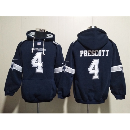 Men's Dallas Cowboys #4 Dak Prescott Navy Ageless Must-Have Lace-Up Pullover Hoodie - Jersey