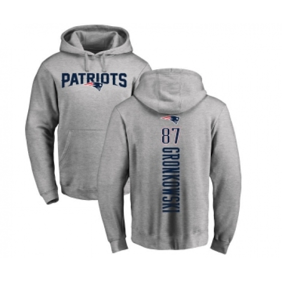 Football New England Patriots #87 Rob Gronkowski Ash Backer Pullover Hoodie - Jersey
