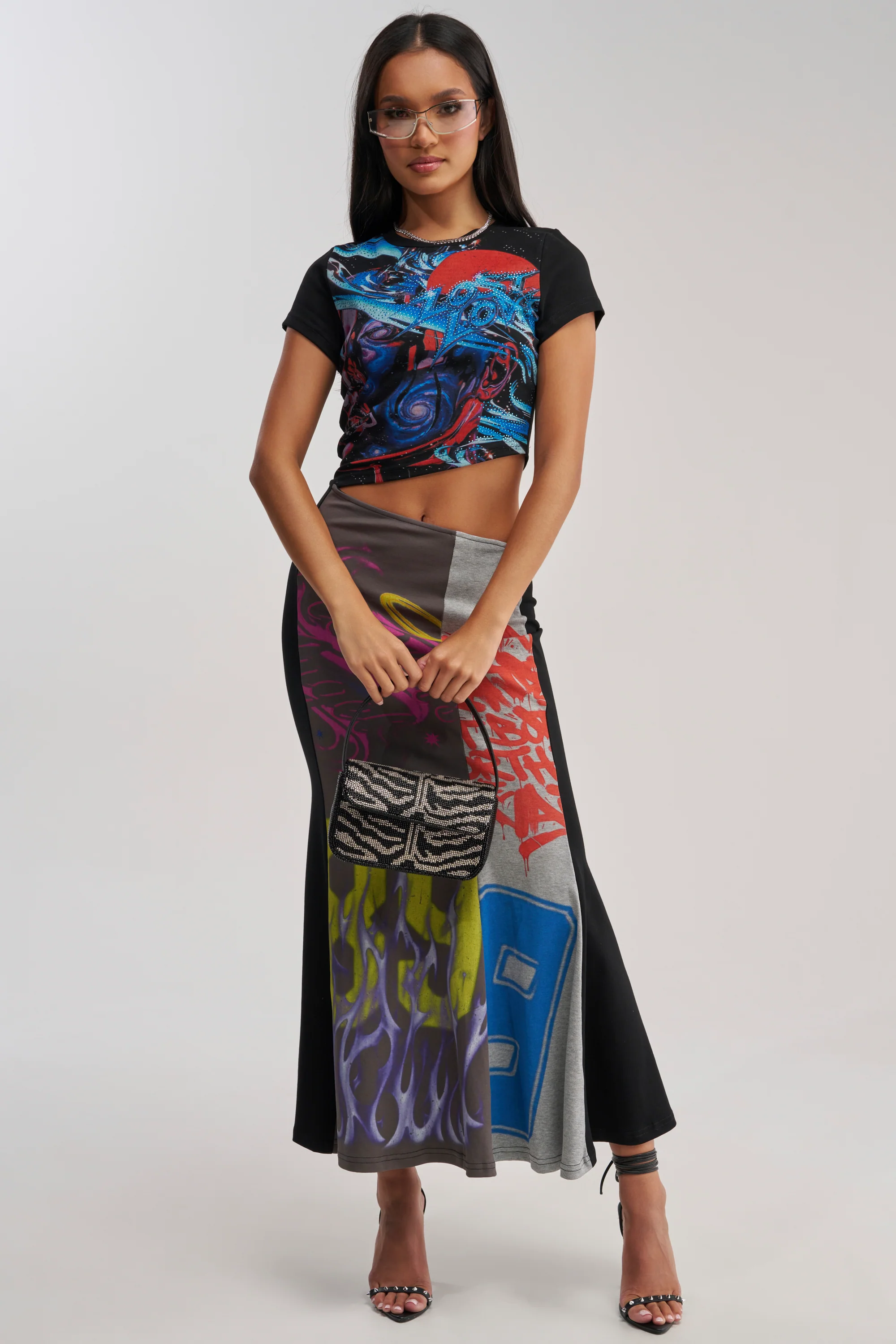 RACE YA GRAPHIC MAXI DRESS WITH SIDE CUTOUT - Akira Wear