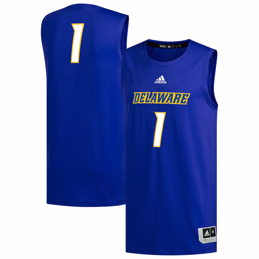 Men's adidas #1 Royal Delaware Fightin' Blue Hens Replica Basketball Jersey - Jersey