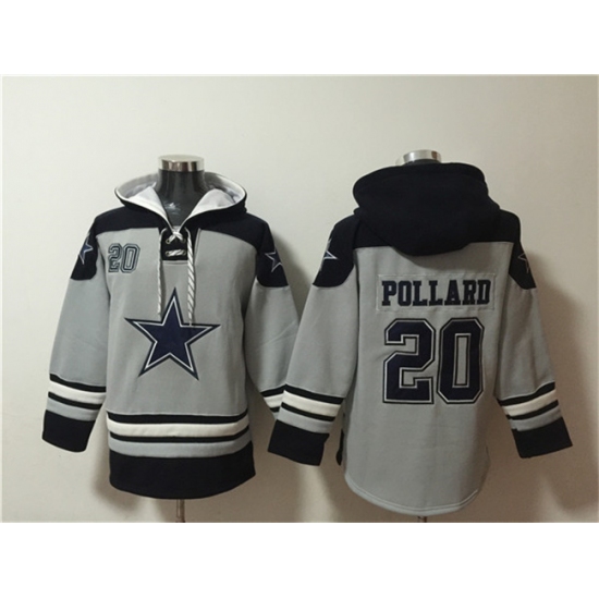 Men's Dallas Cowboys #20 Tony Pollard Gray Ageless Must-Have Lace-Up Pullover Hoodie - Jersey