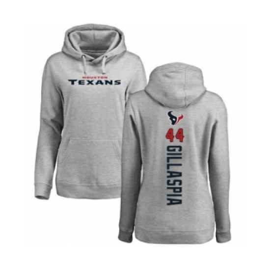 Football Women's Houston Texans #44 Cullen Gillaspia Ash Backer Pullover Hoodie - Jersey