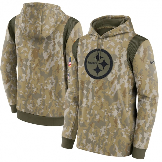 Men's Pittsburgh Steelers Nike Camo 2021 Salute To Service Therma Performance Pullover Hoodie - Jersey