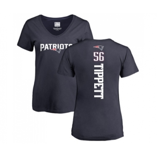 Football Women's New England Patriots #56 Andre Tippett Navy Blue Backer T-Shirt - Jersey