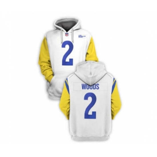 Men's Los Angeles Rams #2 Robert Woods 2021 White Pullover Football Hoodie - Jersey