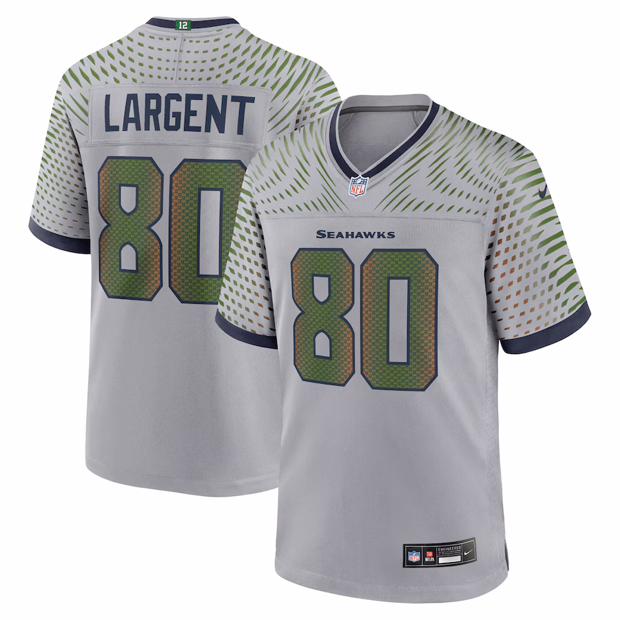 Men's Seattle Seahawks Steve Largent Nike Wolf Gray 2025 Rivalries Collection Retired Player Game Jersey - Jersey