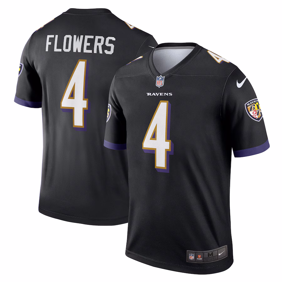 Men's Baltimore Ravens Zay Flowers Nike Black Legend Player Performance Top - Jersey