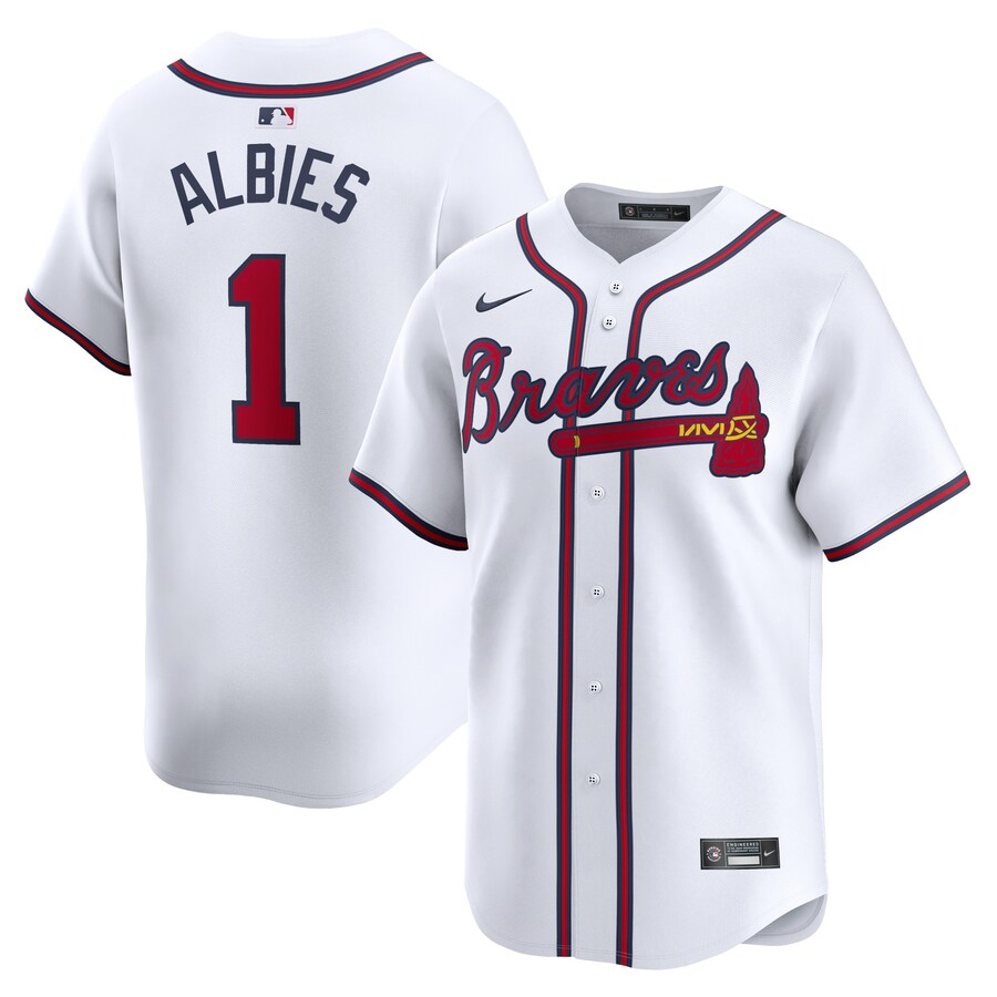 Men's Atlanta Braves Ozzie Albies Nike White Home Limited Player Jersey - Jersey