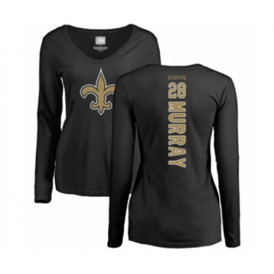 Football Women's New Orleans Saints #28 Latavius Murray Black Backer Slim Fit Long Sleeve T-Shirt - Jersey