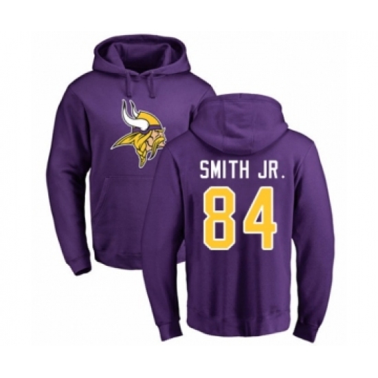 Football Minnesota Vikings #84 Irv Smith Jr. Purple Name & Number Logo Pullover Hoodie - Jersey