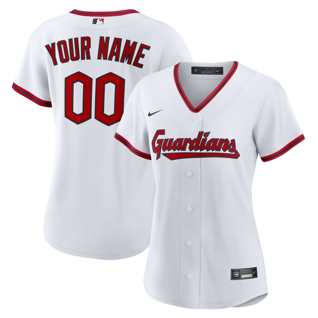 Women's  Cleveland Guardians  Nike White Home Custom Replica 2.0 Jersey - Jersey