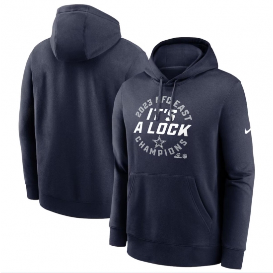 Men's Dallas Cowboys Navy 2023 NFC East Division Champions Locker Room Trophy Collection Club Pullover Hoodie - Jersey