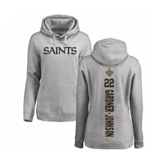 Football Women's New Orleans Saints #22 Chauncey Gardner-Johnson Ash Backer Pullover Hoodie - Jersey