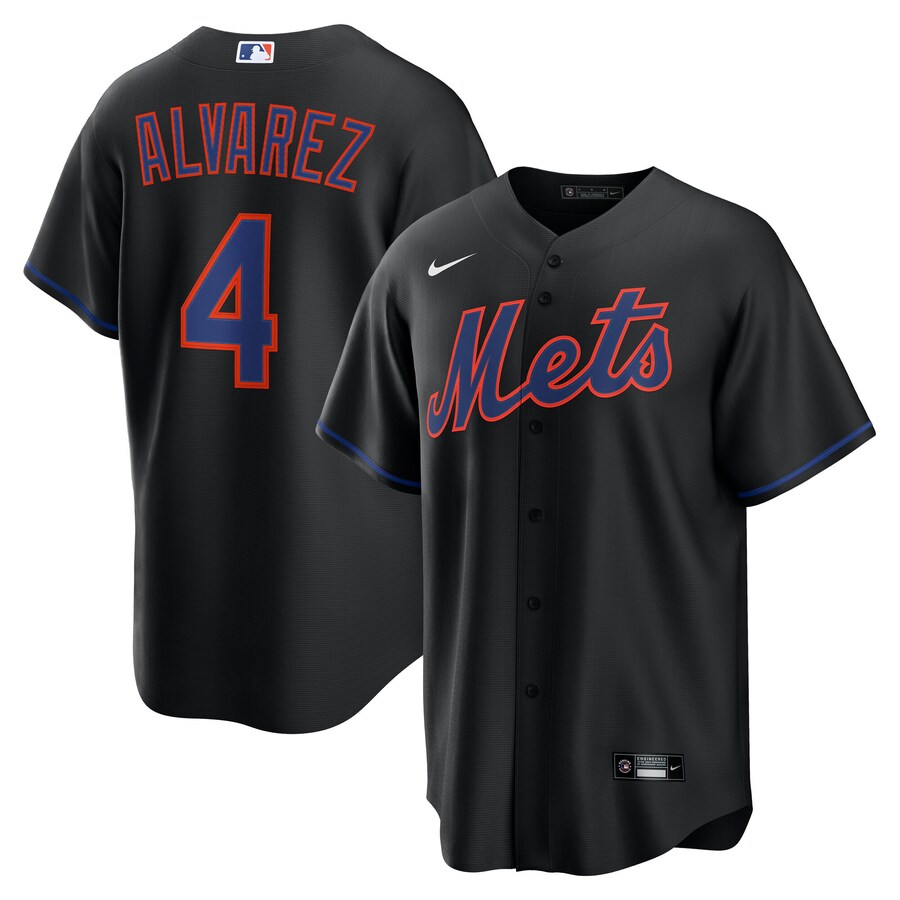 Men's New York Mets Francisco Alvarez Nike Black Alternate Replica Jersey - Jersey