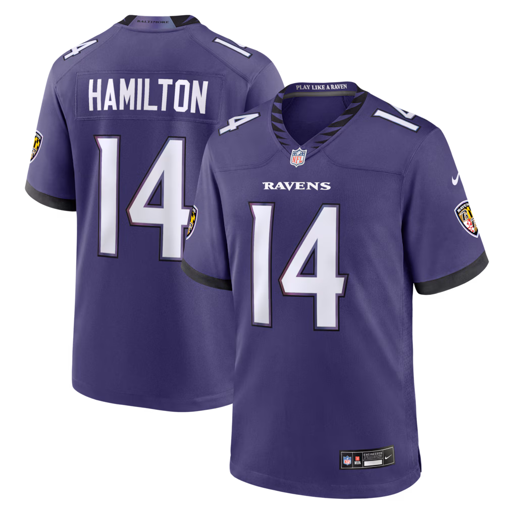 Men's Baltimore Ravens Kyle Hamilton Nike Purple Team Game Jersey - Jersey
