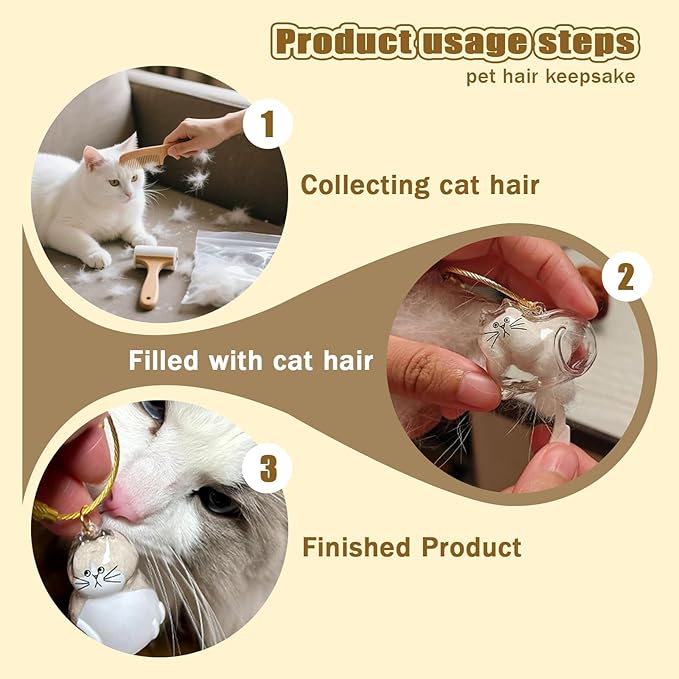 6pcs Cat Hair Keychain & Fur Storage Bottle