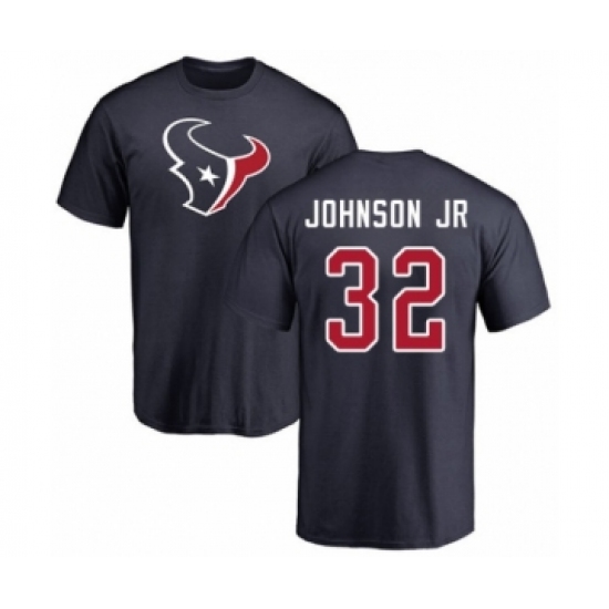 Football Houston Texans #32 Lonnie Johnson Navy Blue Name & Number Logo T-Shirt - Jersey