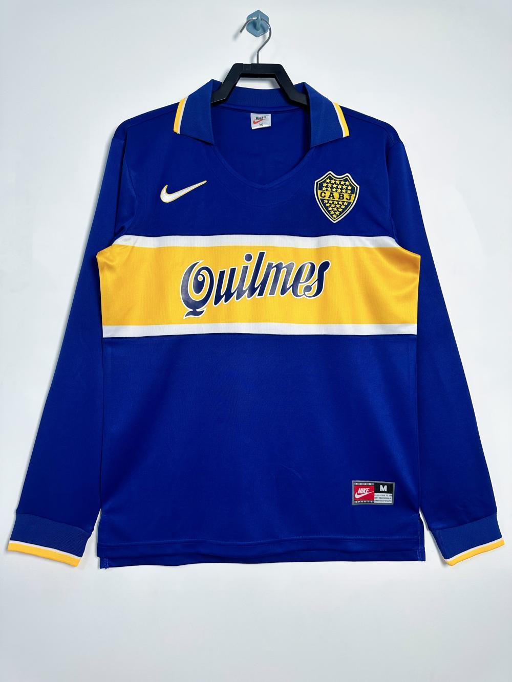 Boca Juniors Retro Soccer Jersey Home Long Sleeve Custom Shirt 1996/1997 - Jersey